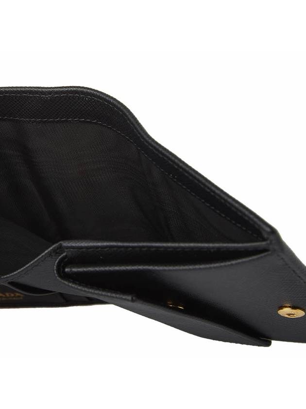 Gold Hardware Triangle Logo Saffiano Half Wallet Black - PRADA - BALAAN 11