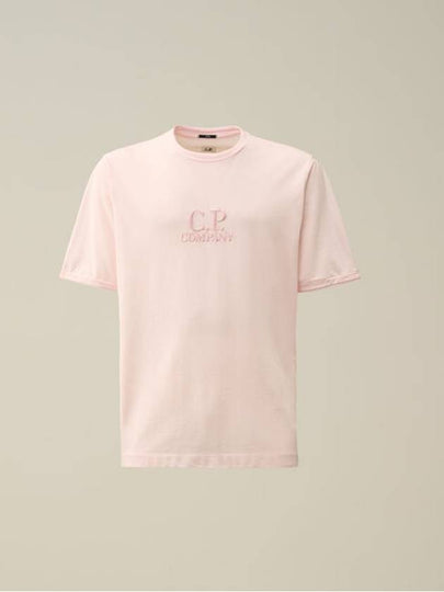 Tacting Piquet Logo Short Sleeve T-Shirt Pink - CP COMPANY - BALAAN 2