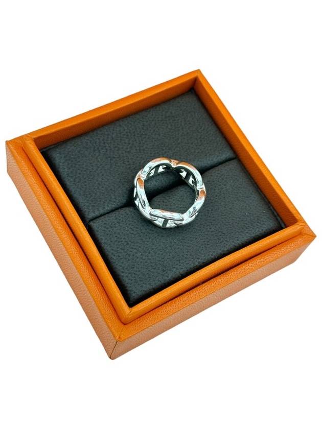 Small Chaine D'Ancre Enchainee Ring Silver - HERMES - BALAAN 5