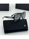 Square Sunglasses Acetate Black Frame Gray Lens Asian Fit - CHANEL - BALAAN 3