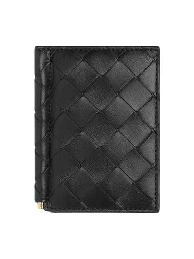 Bill Clip Intrecciato Flap Card Wallet Black - BOTTEGA VENETA - BALAAN 1