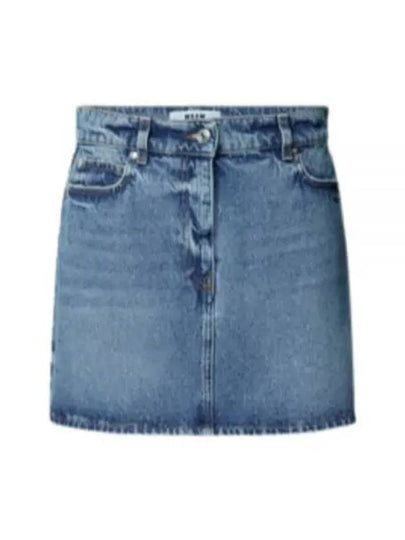 Denim Mini A-Line Skirt Blue - MSGM - BALAAN 2