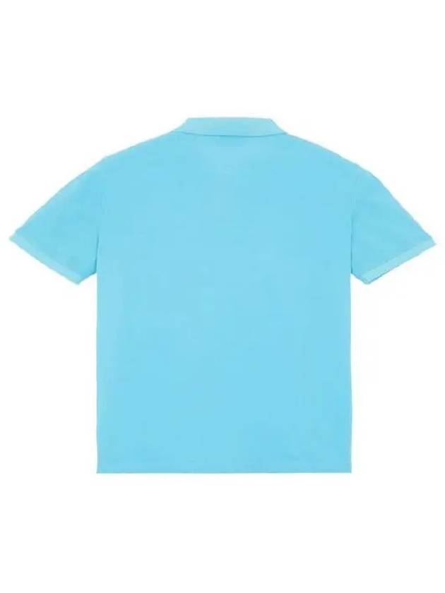 Logo Patch Washing Polo Shirt Aqua Blue - STONE ISLAND - BALAAN 4