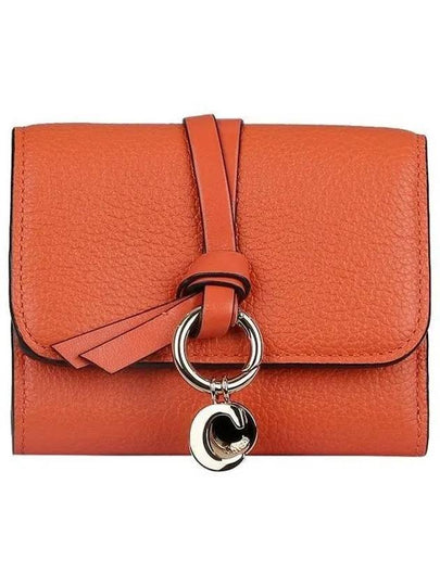 Alphabet Grain Leather Flap Small Half Wallet Orange - CHLOE - BALAAN 2