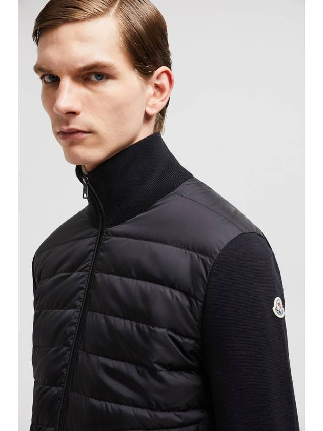 Padded Wool Cardigan Black - MONCLER - BALAAN 5