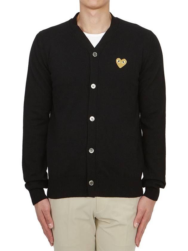 Comme des Gar ons Gold Wappen Wool V Neck Cardigan Black - COMME DES GARCONS PLAY - BALAAN 2