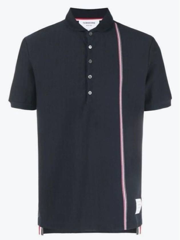 RWB Stripe Polo Shirt Navy - THOM BROWNE - BALAAN 3