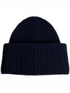 Face Patch Ribbed Wool Beanie Navy - ACNE STUDIOS - BALAAN 4