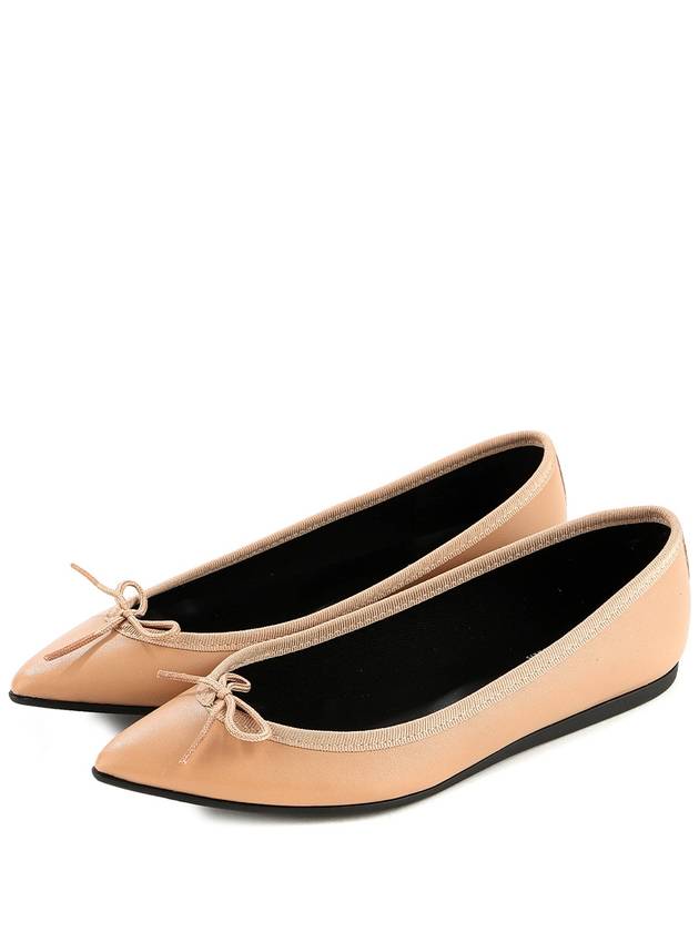 Women's Snake Bow Leather Flats Beige - REPETTO - BALAAN.