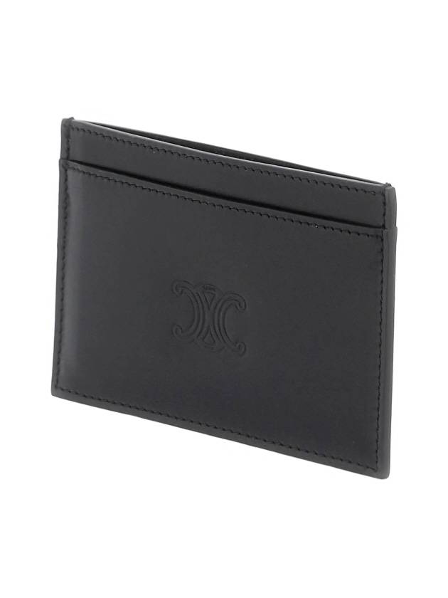 Satinated Calfskin Triomphe Embossed Card Wallet Black - CELINE - BALAAN 4