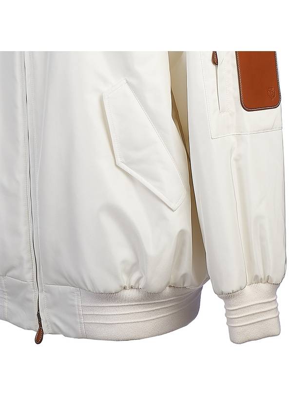 Sleeve Pocket Zipper Linen Bomber Jacket White - LORO PIANA - BALAAN 7