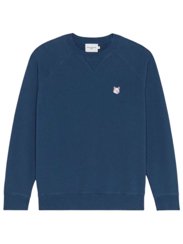 Monochrome Fox Head Patch Classic Cotton Sweatshirt Blue - MAISON KITSUNE - BALAAN 1