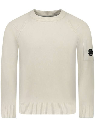 Lambswool GRS Crew Neck Knit Top White - CP COMPANY - BALAAN 2