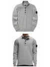 Wappen Patch Half Button Lambswool Knit Top Grey - STONE ISLAND - BALAAN 6