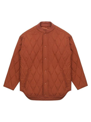 Varsity Neck Quilting Jumper Jacket Dark Orange - SOLEW - BALAAN 1