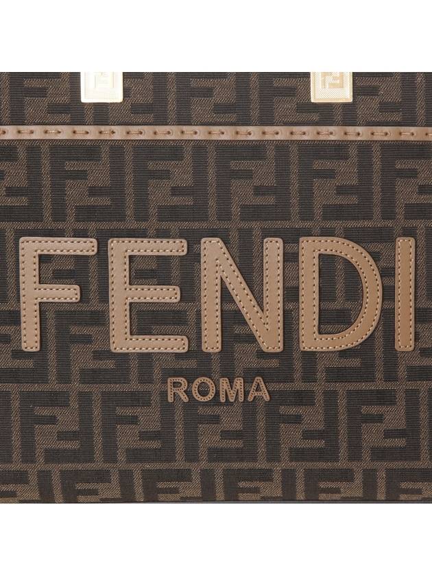 Sunshine FF Jacquard Fabric Small Tote Bag Brown - FENDI - BALAAN 6