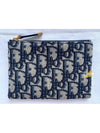 Oblique Jacquard Travel Kit Clutch Bag Blue - DIOR - BALAAN.