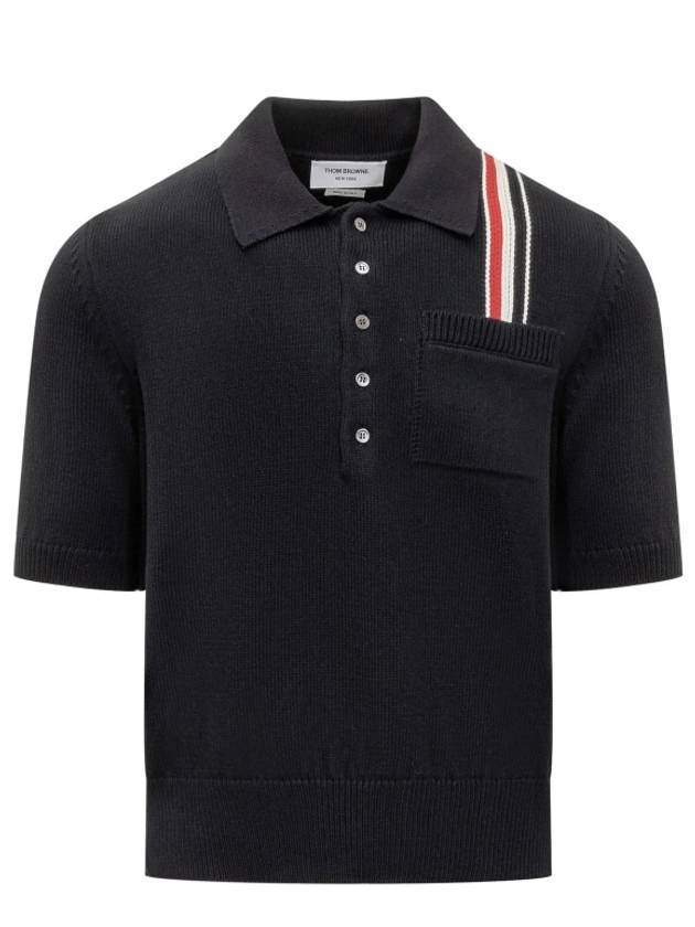 RWB Stripe Polo Shirt Blue - THOM BROWNE - BALAAN 2