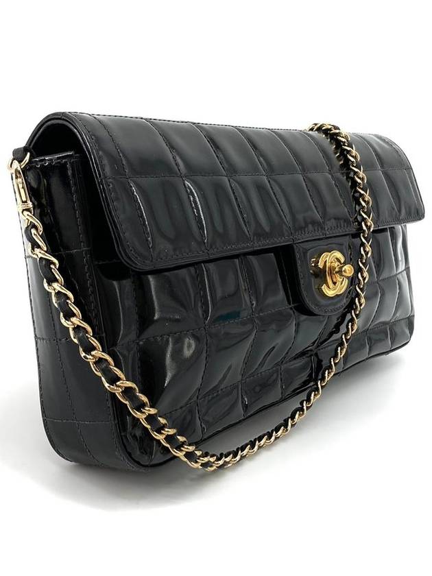 Patent chocolate bar shoulder bag gold - CHANEL - BALAAN 3