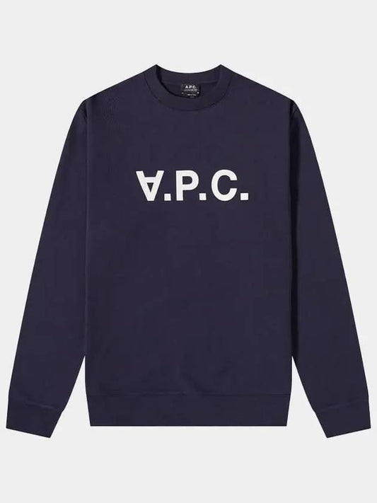 Men's VPC Logo Print Crew Neck Sweatshirt Navy - A.P.C. - BALAAN 2