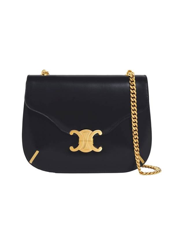 Chain Besace Triomphe Leather Shoulder Bag Black - CELINE - BALAAN.