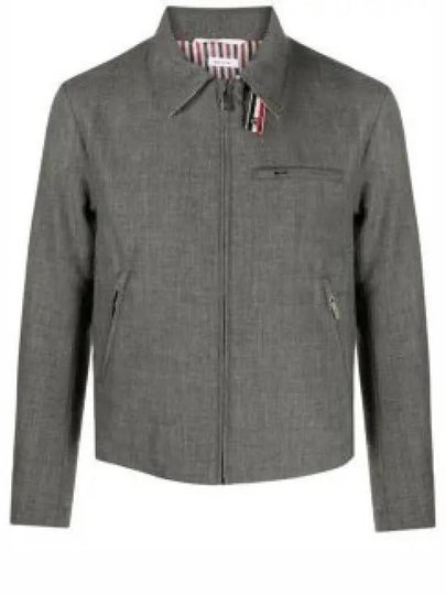 Crispy Wool Golf Zip-Up Jacket Grey - THOM BROWNE - BALAAN 2