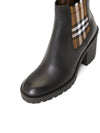 Check Panel Leather Ankle Chelsea Boots Black - BURBERRY - BALAAN.