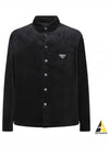 Triangle Logo Corduroy Long Sleeve Shirt Black - PRADA - BALAAN 2