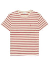 Monogram Stripe Short Sleeve T-Shirt Red Ivory - SAINT LAURENT - BALAAN 2