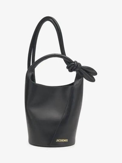 Le Petit Tourni Mini Knotted Leather Bucket Bag Black - JACQUEMUS - BALAAN 2