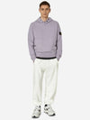 Snap Brushed Cotton Fleece Hoodie Lavender - STONE ISLAND - BALAAN 3