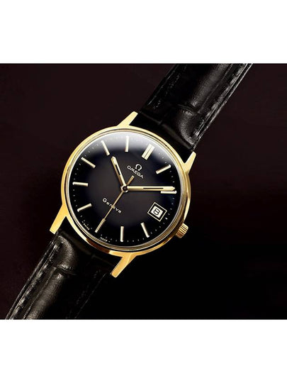 Gen ve Rare Black Two Tone Dial Manual Leather Watch - OMEGA - BALAAN 2