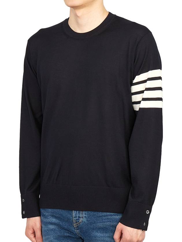 4 Bar Armband Classic Merino Wool Knit Top Navy - THOM BROWNE - BALAAN 5