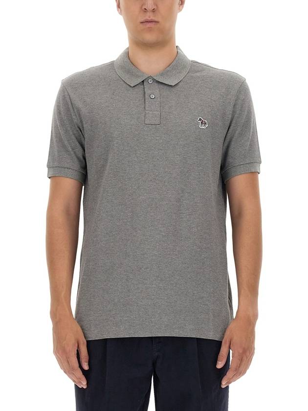 Regular Fit Zebra Logo Short Sleeve Polo Shirt Grey - PAUL SMITH - BALAAN 2