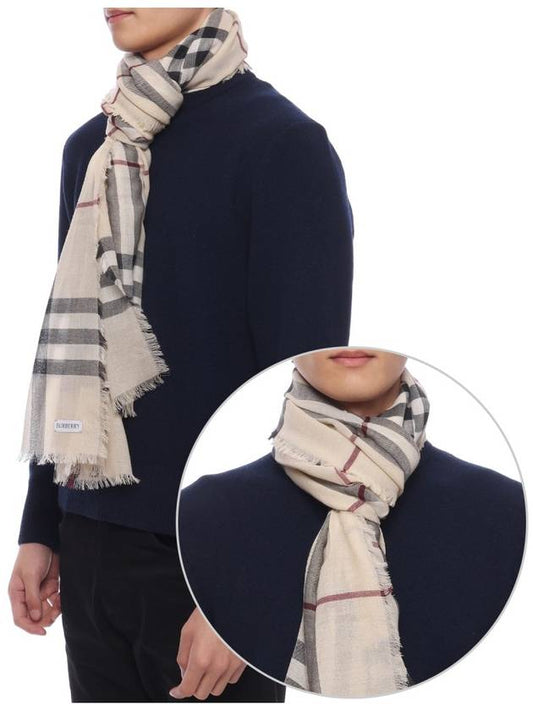 Checked Wool Scarf Beige - BURBERRY - BALAAN 2