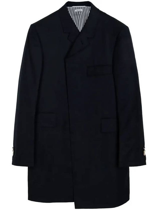 Super 120S Twill Classic Chesterfield Single Coat Navy - THOM BROWNE - BALAAN 2