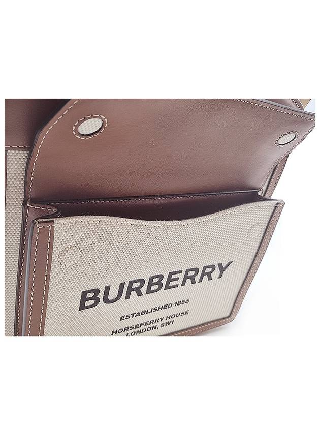 Mini Two-Tone Canvas And Leather Pocket Bag Natural Malt Brown - BURBERRY - BALAAN 7