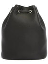 Logo Flo Leather Bucket Bag Black - PRADA - BALAAN 6