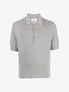 Textured Stitch Cotton Short Sleeve Polo Shirt Grey - THOM BROWNE - BALAAN 2