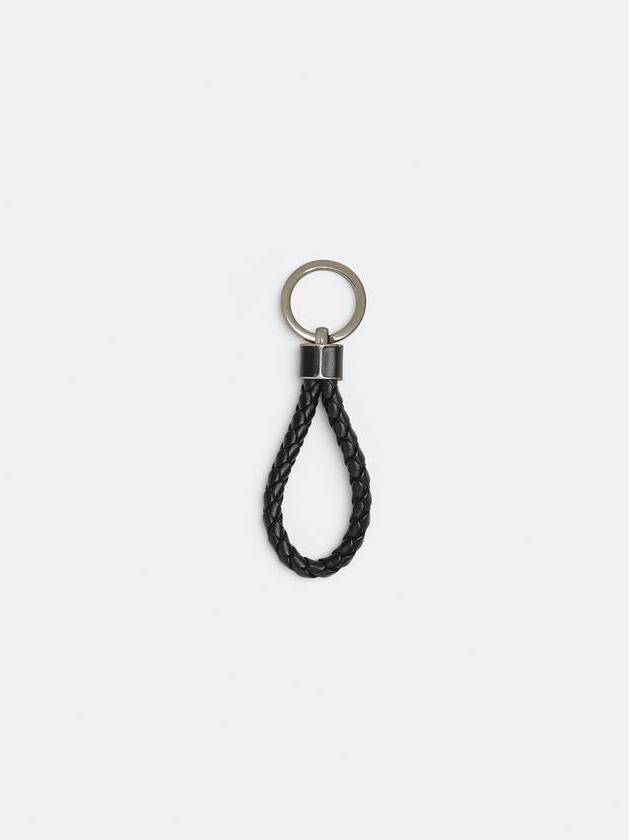 Intrecciato Leather Key Holder  Black - BOTTEGA VENETA - BALAAN 3