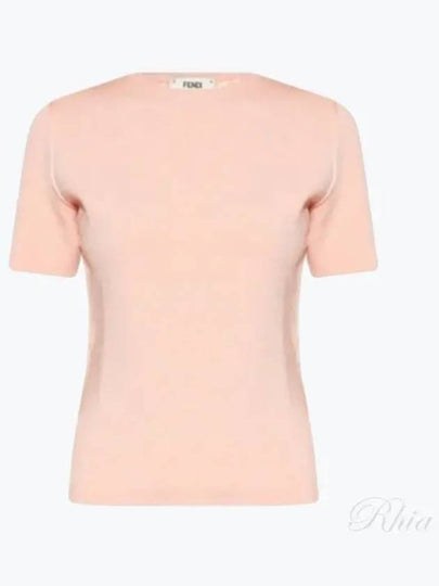 Knit Short Sleeve T-Shirt Pink - FENDI - BALAAN 2