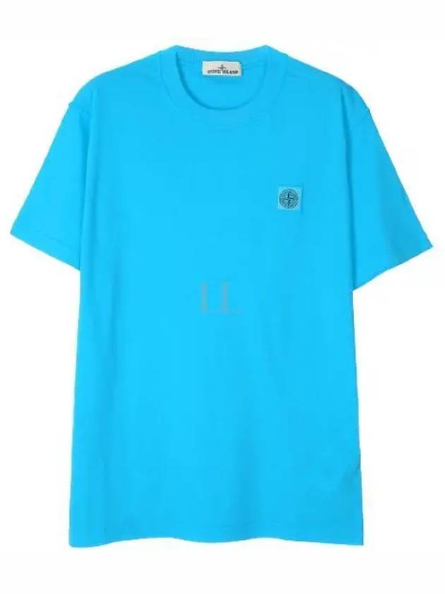 Pisato Effect Logo Patch Short Sleeve T-Shirt Turquoise - STONE ISLAND - BALAAN 2