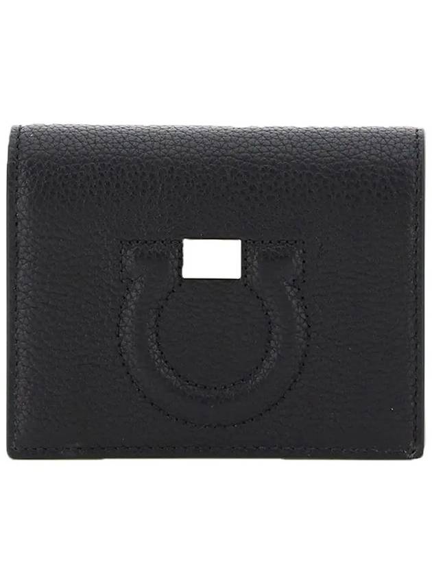 Gancini Logo Half Wallet Black - SALVATORE FERRAGAMO - BALAAN 3