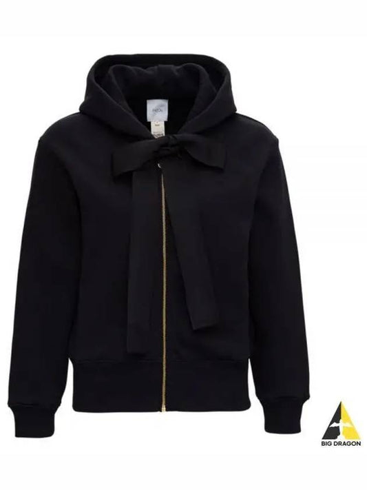 Logo Cotton Zip Up Hoodie Black - PATOU - BALAAN 2