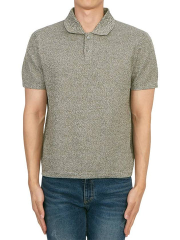 Men's Collar Cotton Blend Short Sleeve PK Shirt Khaki - THEORY - BALAAN 1