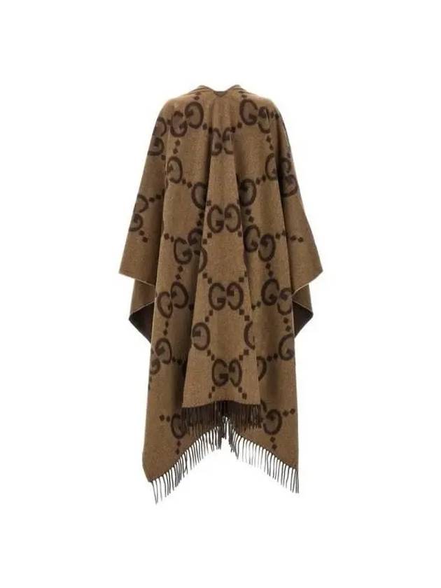 Reversible Jumbo GG Cashmere Cape Brown - GUCCI - BALAAN 3