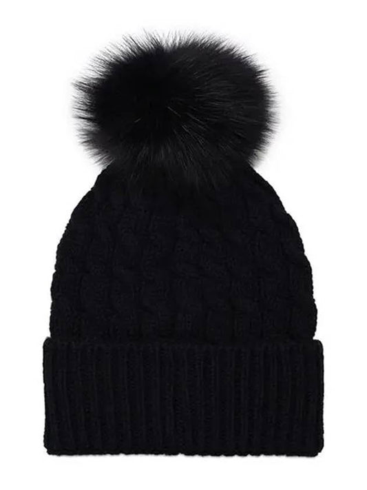 23FW Black Logo Grenoble Pom Pom Wool Beanie 3B00018 0402A 999 - MONCLER - BALAAN 2