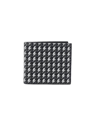 Allover Logo Leather Half Wallet Black - NEIL BARRETT - BALAAN 1