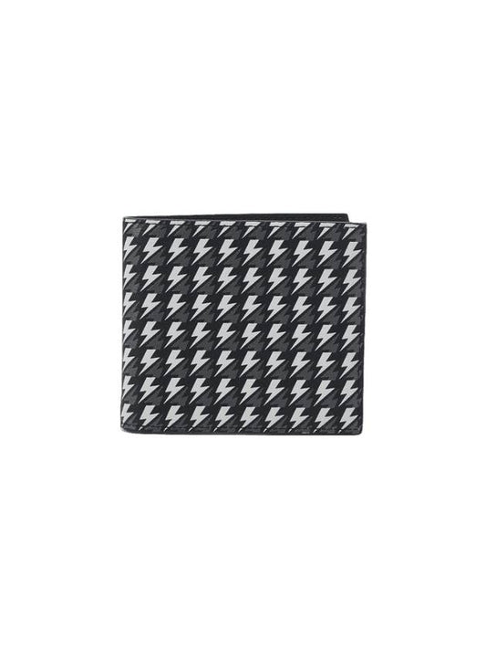 Allover Logo Leather Half Wallet Black - NEIL BARRETT - BALAAN 1