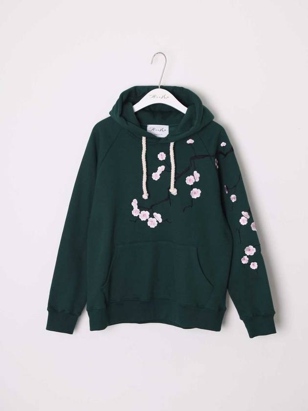 cherry blossom embroidery raglan brushed hoodie GREEN - ASIHA - BALAAN 1